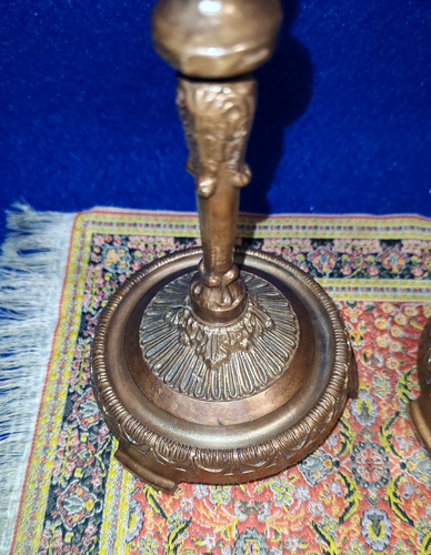 1144-Coppia Di Candelabri Portacandele una fiamma Vintage In Ottone Brunito rari - Foto 15 di 20