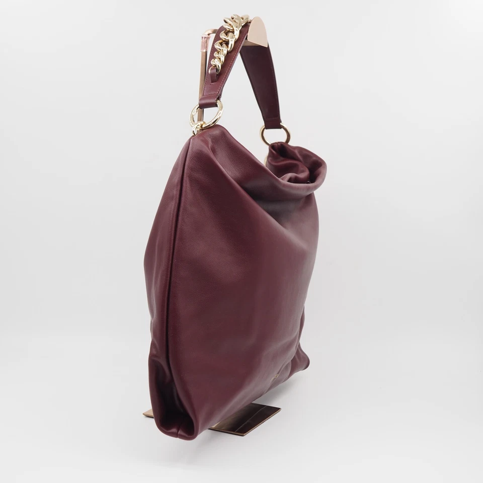 JIMMY CHOO Callie Burgundy Hobo Luxus Leder Designer Schultertasche OP: 1680 € - Bild 2 von 4