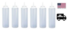  6 PK 12oz Clear Plastic Squeeze Bottle Condiment Dispenser Ketchup Mustard Mayo