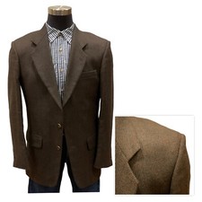 40L Oscar de la Renta Vintage Brown Houndstooth Nailshead Mens Sport Coat Blazer