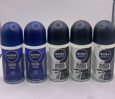 Set Of 5 Nivea Men Roll On Deodorant 2 Cool Kick 3 Black  White Invisible