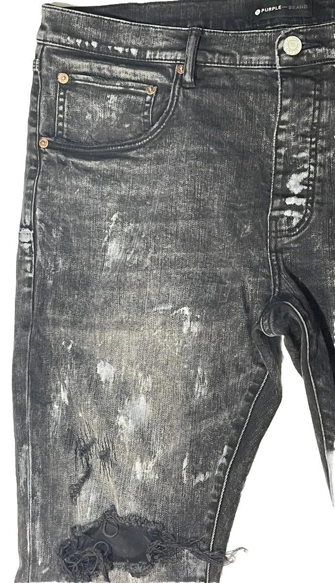 PURPLE BRAND 黒デニム　31 PURPLE BRAND Jeans Men's 38x35 Black Goth Super Fade Repair