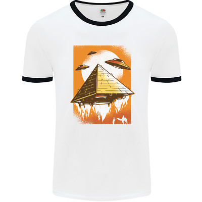 UFO Pyramid Alien Flying Saucer Herren Ringer T-Shirt