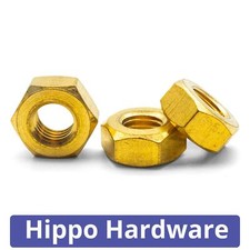 Solid Brass Hexagon Full Nuts for Bolts & Screws - Various Sizes Available