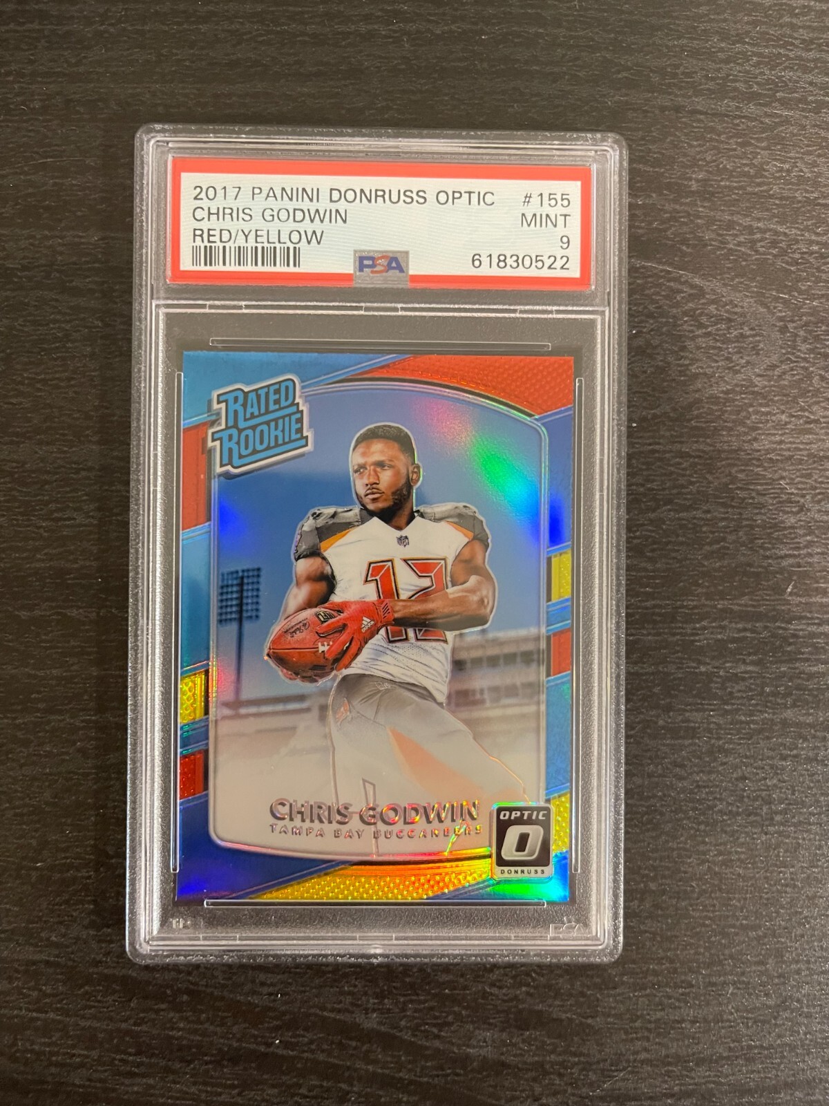 2017 Chris Godwin Panini Donruss Optic Rated Rookie Red/Yellow #155 PSA 9
