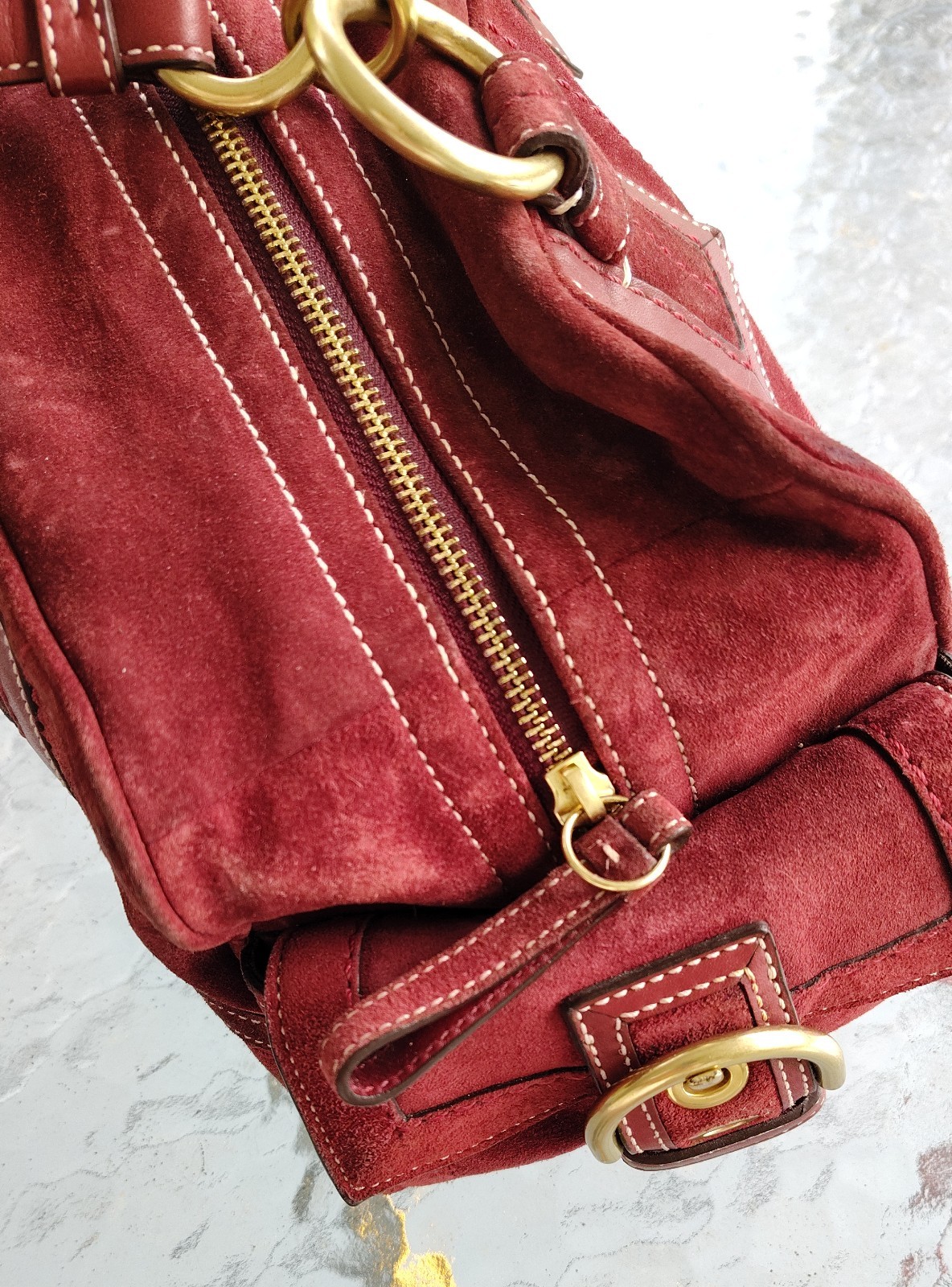 Coach SMALL 10061 Vintage Mia Soho Y2K Burgundy Suede Satchel Bag image 7
