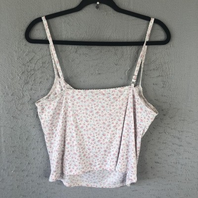 Hollister Tank Top Womens L Pink Blue Floral Y2K Babydoll Retro