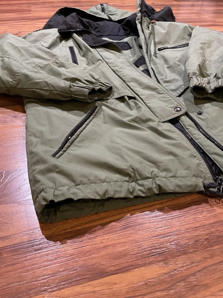 Abrigo de invierno acolchado chaqueta de esquí verde niebla London vintage - irregular - talla M Foto 4 de 4