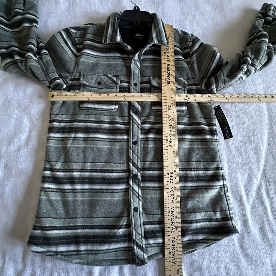 Chaqueta Camisa O'Neill Para Hombres M Abeto Super Vellón A Presión Frontal Chaqueta Rayas Nueva con Etiquetas Foto 4 de 4