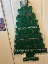 Vintage Woven / Macrame Christmas Tree Wall Hanging 70  s Boho Made By Big Jaguar