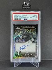 2024 Topps Chrome Justin Foscue B & W Mini Diamond Auto PSA 10 Rangers