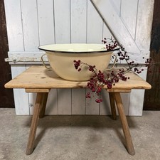 Große Emaille Schüssel mit Griffe Teigschüssel Wanne Farbe: beige / D46 H17 cm