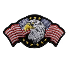 Bald Eagle US Flag Embroidered Iron On Patch - American America Patriotic 120-M