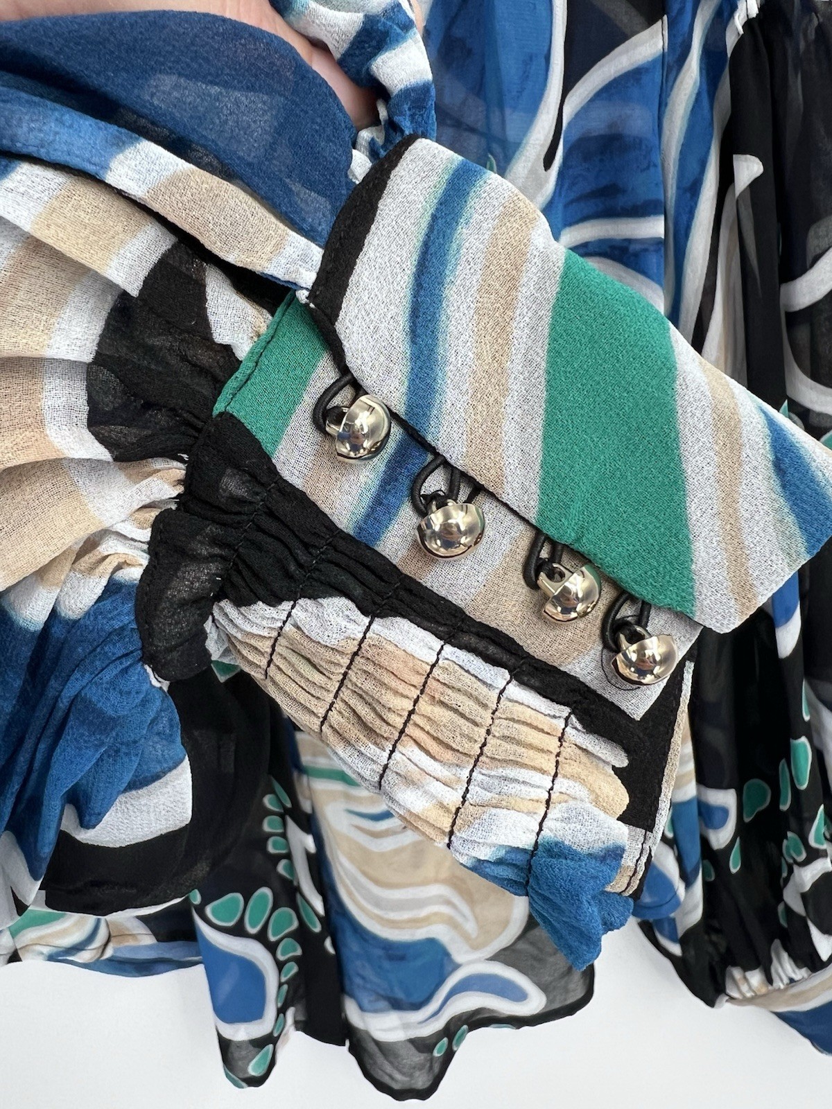 Chicos Bold Pattern Semi Sheer Button Down Shirt … - image 3