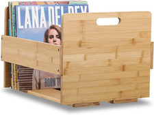 Vinyl Record Storage Crate Bamboo - Album Storage Box for Vinyl Records - Holds