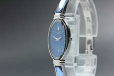 Exc 5 SEIKO LASSALE 1F20-6F40 Quartz Blue Dial Oval Women's Watch from JAPAN