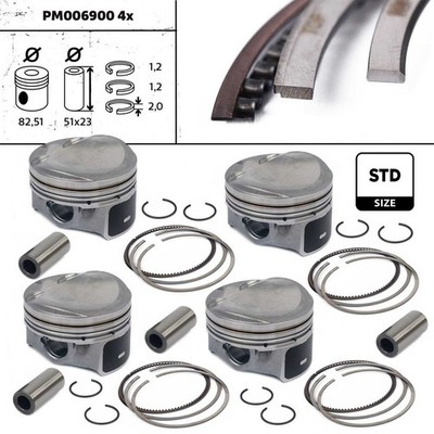 4x Kolbensatz boxET   service kit ET ENGINETEAM PM006900ETVR1/4x für VW PASSAT 6