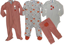 3 Baby Boy/Girls Halloween/Fall Outfits Size 9M Carters NEW Bodysuits/Sleepers