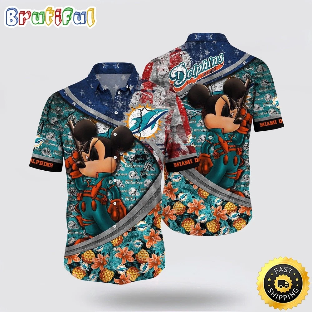 football Miami Hawaiian Shirt Cool Mickey Mouse