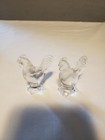 Vintage 2.25" Clear Glass Miniature Rooster Figurines Lot of 2 — photo 3