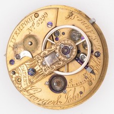 George & John Bolit 42.7 x 13.7 mm Key Wind Fusee Antique Pocket Watch Movement