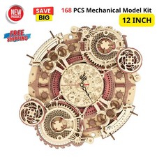 3D Wooden Puzzle Mechanical Quartz Clock Model 12" Toys Home Decor Elegant Gifts