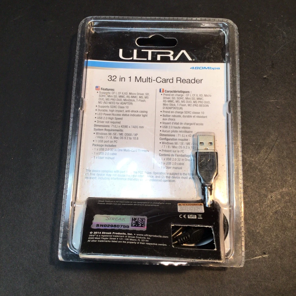 Ultra 32 in 1 USB 2.0 Flash Memory Card Reader/Writer 480 Mbps NEW - Image 2 of 3