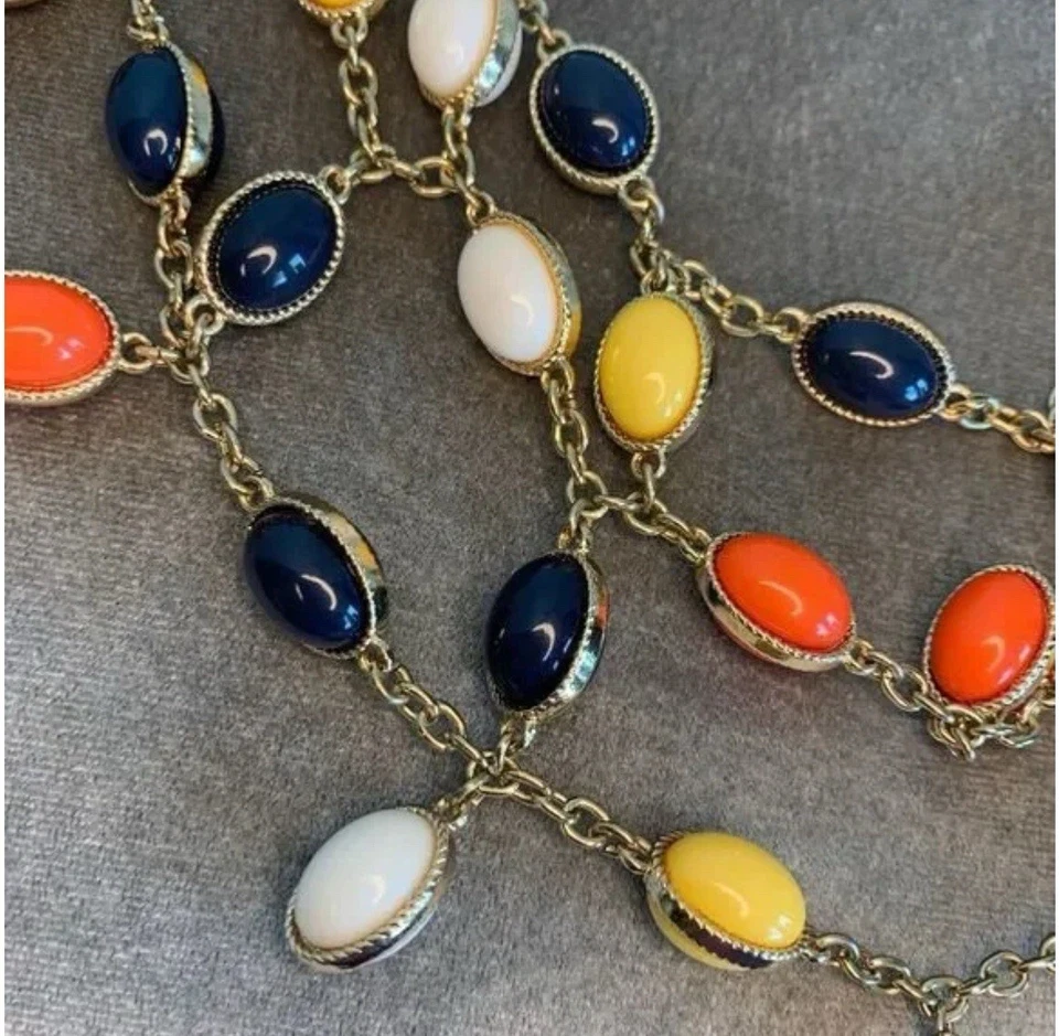 Коренастый Banana Republic желтый оранжевый синий Lucite станции нагрудник заявление ожерелье - Изображение 4 из 4