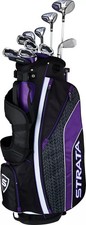 Strata Women's Ultimate 16-Piece Golf Set RH Ladies Flex Black/Purple Stand Bag