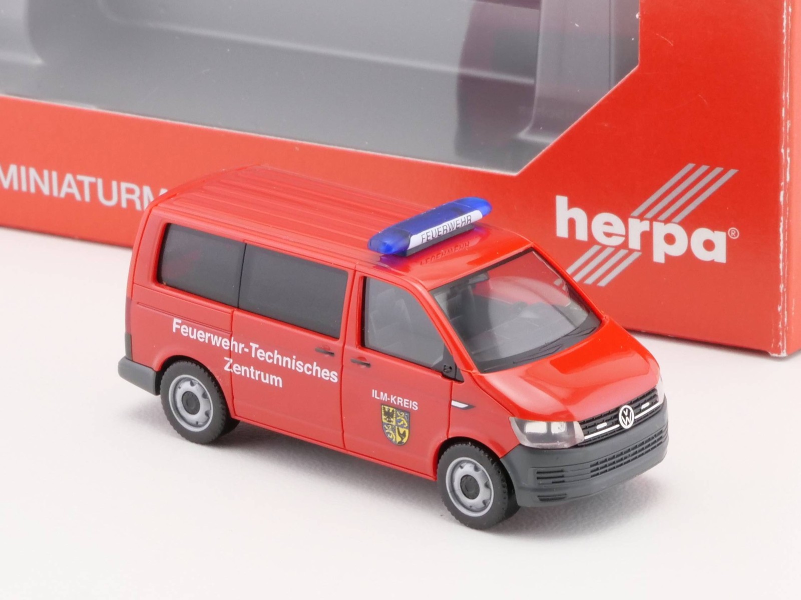 Herpa 093392 VW T6 Transporter Fire Brigade Ilm-Kreis 1:87 Mint! Ob St 1703-06