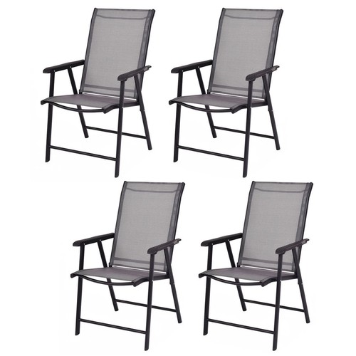 Set of 4 Folding Patio Chairs, Outdoor Portable Dining Chairs for Garden Camp...