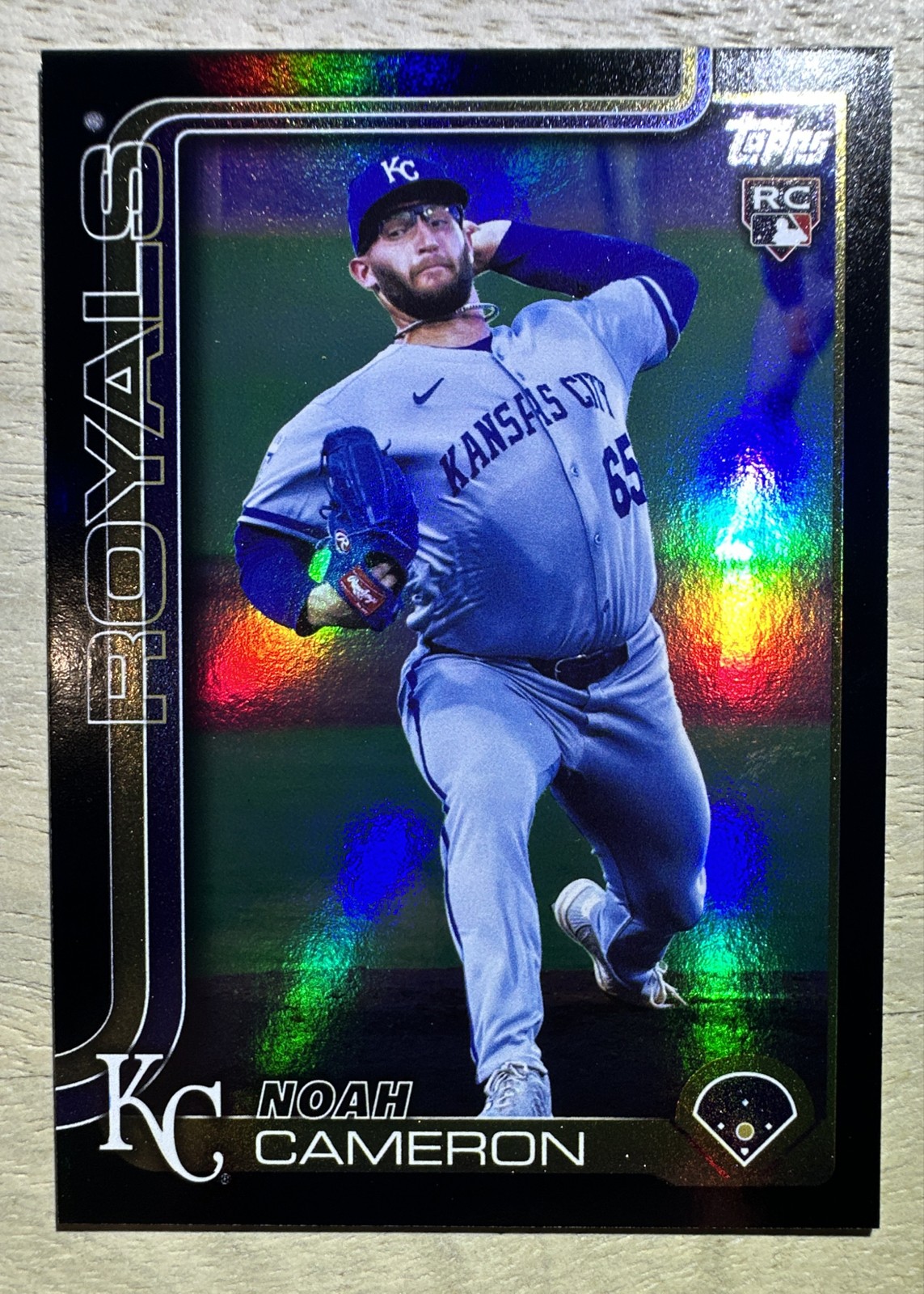 2025 Topps Update Series Noah Cameron Black Rainbow Foil /10 (RC) KC Royals US65