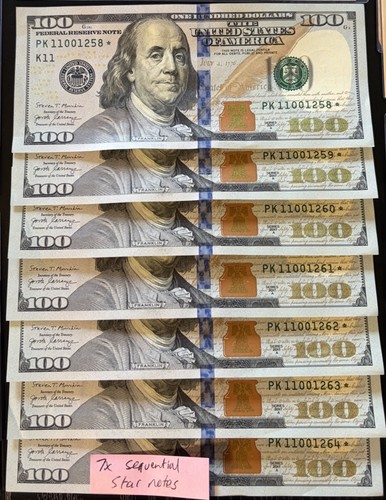 2017 $100 Bill Sequential Star Note Set US Paper Currency Palindrome Rare Serial