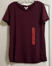 NWT Danskin Women’s Medium Tulip Hem Short Sleeve Tee Shirt Garnet Red