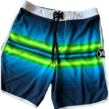 Hurley Phantom Board Shorts Mens 30 Swim Trunks Recycled Surf Beach Green Blue