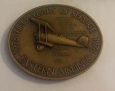 1978 EASTERN AIR LINES 50th ANNIVERSARY MEDALLION.FRANK BORMAN! PLANE METAL.BB2