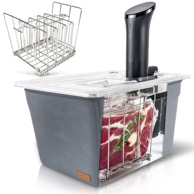 VÄESKE Insulated Sous Vide Container with Lid and Rack | Neoprene Retains Hea...