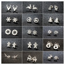 Ohrringe Weihnachten Nikolaus Rentier Silber Ohrstecker Silber Schwarz Gold