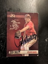 john smoltz braves signed card (DAMAGED)
