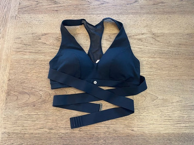 Victoria's Secret Pure Black Logo LARGE VSX  Plunge Wrap Sports VS Lightly Lined