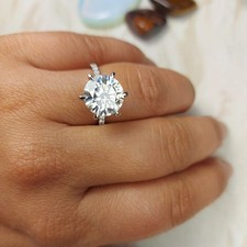 3 Ct Round Cut VVS1 Diamond Solitaire Engagement Ring 14K White Gold Finish