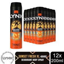 Lynx Sunset Fresh Men's Deodorant Body Spray 200ml, 12 Pack