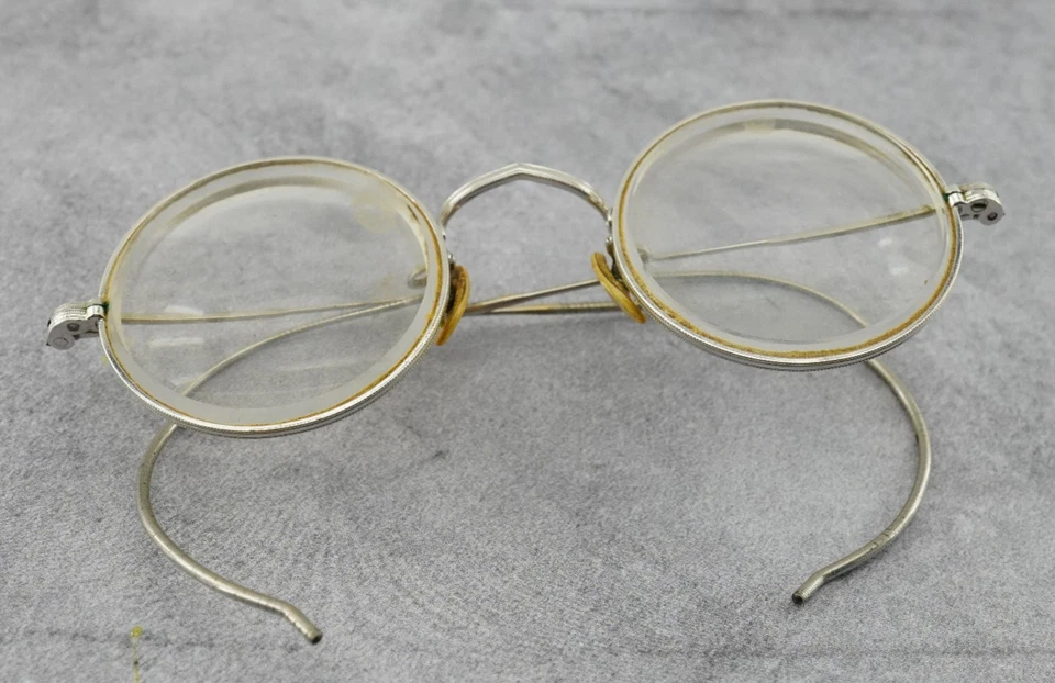 VINTAGE antique USA Glasses 12K GOLD FILLED Bridge & 1/10 12k GF Frames, case - Image 2 of 4