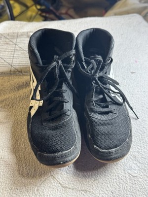ASICS Matflex 6 Wrestling Shoes Mens Sz  7 Black Logo Mid Top Lace Up