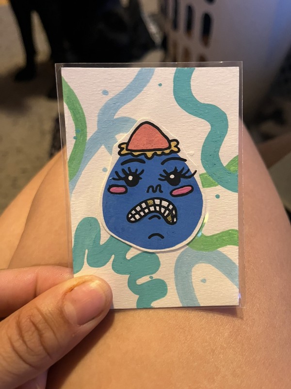 Blob Character collage ACEO /Original Art Card/Miniature Artwork/ATC - Painting 