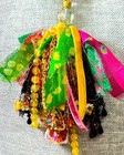 Tassel Necklace Textile Fabric Silk Black Knotted Beads Handmade Boho 5464