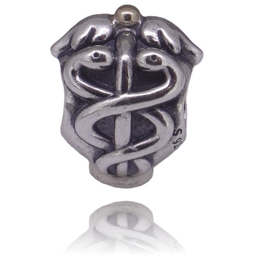 Pandora CADUCEUS LIFE SAVER CHARM 14k Gold & Sterling Silver 791042 Retired - Picture 2 of 7