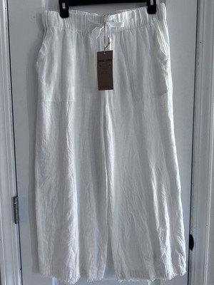 Women's Thread & Supply White Drawstring Pants L NWT Raw Hem 