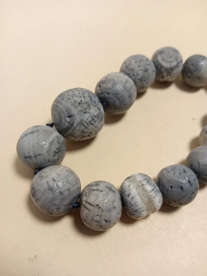 COLLANA Graduata CORALLO BLU GREZZO perle tonde ARGENTO 925 Vintage CON NODI - Immagine 3 di 4