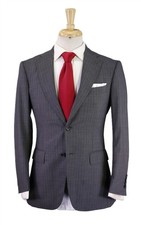 Paul Stuart Gray w/ Purple Pinstripe 2-Btn Wool Suit 36S